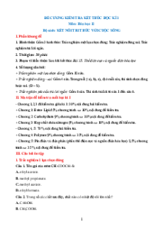 Đề cương ôn tập Cuối kì 1 Hóa học 12 Kết nối tri thức