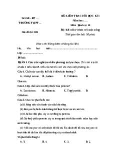 Đề thi Cuối kì 1 Hóa học 12 Kết nối tri thức 2024 (Đề 1)
