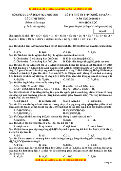 Đề thi thử tốt nghiệp Hóa học Sở GD&ĐT Lạng Sơn lần 1 năm 2024
