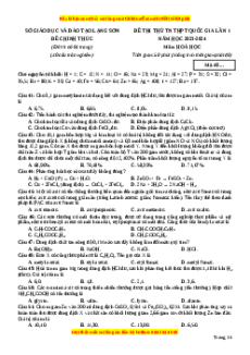 Đề thi thử tốt nghiệp Hóa học Sở GD&ĐT Lạng Sơn lần 1 năm 2024