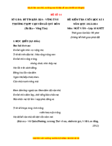 Đề thi cuối kì 1 Ngữ Văn 10 Kết nối tri thức (Đề 14)