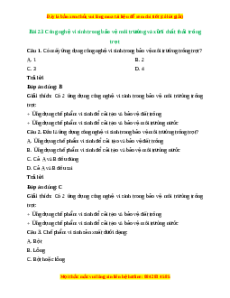 Trắc nghiệm Bài 23: Công nghệ vi sinh trong bảo vệ môi trường và xử lí chất thải trồng trọt Công nghệ 10 Cánh diều