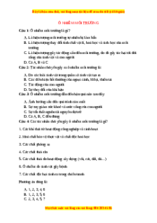 Trắc nghiệm Ô nhiễm môi trường Sinh học 9