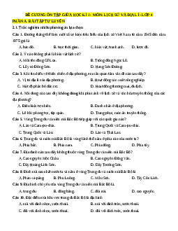 Bài tập ôn tập Giữa kì 1 Lịch sử&Địa lí 4 cấu trúc mới (dùng chung cả 3 sách)