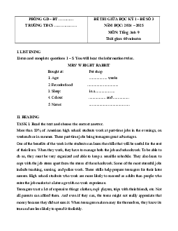 Đề thi giữa kì 1 Tiếng Anh 9 Global success (Đề 3 kèm file nghe)