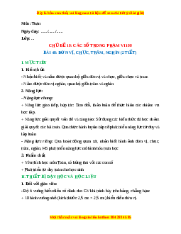 Giáo án Đơn vị, chục, trăm, nghìn Toán lớp 2 Kết nối tri thức