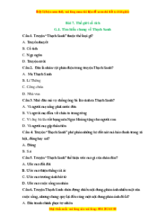 Trắc nghiệm Thế giới cổ tích Ngữ văn 6 Kết nối tri thức