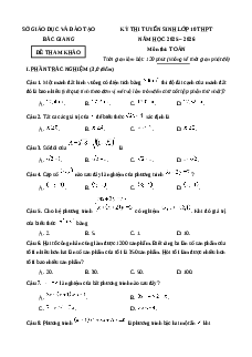 Đề minh họa Toán thi vào lớp 10 Bắc Giang 2025