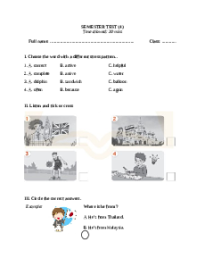 Đề thi Cuối kì 1 Tiếng Anh lớp 5 Global success 2024 (Đề 4)