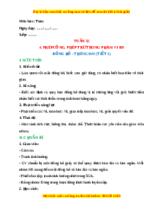 Giáo án Đồng hồ - Thời gian Toán lớp 1 Cánh diều