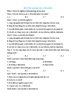Trắc nghiệm Bài 25: Bo mạch lập trình vi điều khiển Công nghệ 12 Điện-Điện tử Kết nối đúng sai, trả lời ngắn 2025