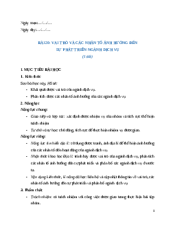 Giáo án Bài 20 Địa lí 12 Chân trời sáng tạo (2024): Vai trò và các nhân tố ảnh hưởng đến sự phát triển ngành dịch vụ