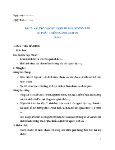Giáo án Bài 20 Địa lí 12 Chân trời sáng tạo (2024): Vai trò và các nhân tố ảnh hưởng đến sự phát triển ngành dịch vụ