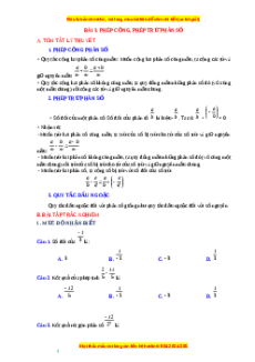 Chuyên đề Phép cộng. Phép trừ phân số Toán 6 Cánh diều