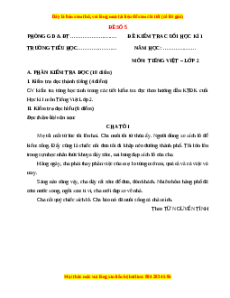 Đề thi cuối kì 1 Tiếng Việt lớp 2 Kết nối tri thức (Đề 5)