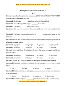 Đề thi giữa kì 2 Tiếng Anh 11 Ilearn smart world (Đề 5 kèm file nghe)