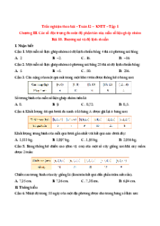 Trắc nghiệm Phương sai và độ lệch chuẩn Toán 12 Đúng-Sai, Trả lời ngắn Kết nối tri thức form 2025