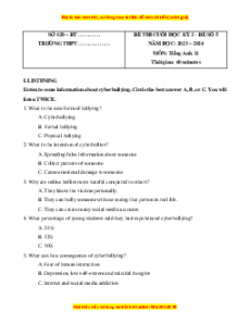 Đề thi cuối kì 2 Tiếng Anh 11 Global success (Đề 5 kèm file nghe)