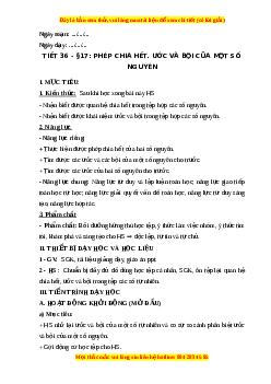 Giáo án Phép chia hết. Ước và bội của một số nguyên Toán 6 Kết nối tri thức