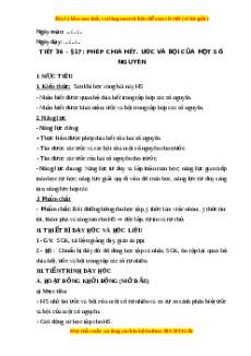 Giáo án Phép chia hết. Ước và bội của một số nguyên Toán 6 Kết nối tri thức