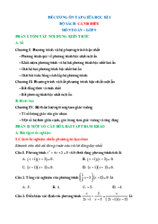 Đề cương ôn tập Giữa kì 1 Toán 9 Cánh diều