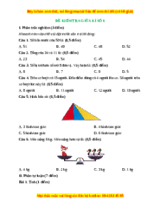 Đề thi giữa kì 1 Toán lớp 2 Kết nối tri thức - Đề 6