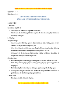 Giáo án Bài 1 Tin học 8 Chân trời sáng tạo: Lịch sử phát triển máy tính