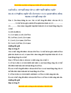 Trắc nghiệm Sự thống nhất về cấu trúc và các hoạt động sống trong cơ thể sinh vật KHTN 7 Cánh diều
