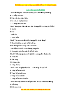 Trắc nghiệm Bài 23 Địa lí 6 Kết nối tri thức: Sự sống trên Trái Đất