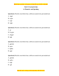 Trắc nghiệm Unit 5: Food and drink Tiếng Anh 7 Global Success