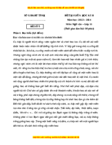 Đề thi giữa kì 2 Ngữ văn 11 Chân trời sáng tạo (Đề 5)