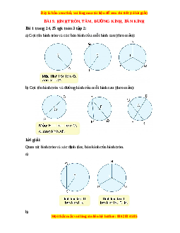 Giải Sgk Toán lớp 3 Bài 9: Hình tròn, tâm, đường kính, bán kính (Cánh diều)