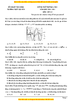 Đề thi thử Vật Lí trường Chuyên Thái Bình năm 2021