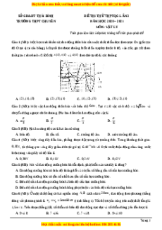 Đề thi thử Vật Lí trường Chuyên Thái Bình năm 2021