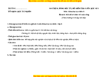 Đề thi giữa kì 1 KHTN 6 Kết nối tri thức (nối tiếp)- Đề 1