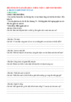 Đề cương ôn tập Giữa kì 1 Tiếng Việt lớp 4 Kết nối tri thức