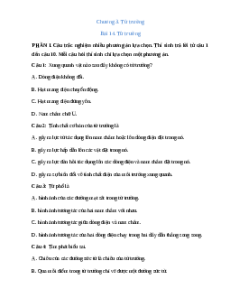 Trắc nghiệm Bài 14: Từ trường Vật lí 12 Đúng-Sai, Trả lời ngắn Kết nối tri thức  2025