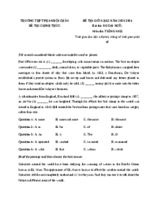 Đề thi giữa kì 2 Tiếng Anh 11 trường THPT Phan Bội Châu