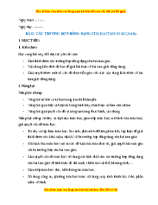 Giáo án Toán 8 Các trường hợp đồng dạng của hai tam giác Chân trời sáng tạo
