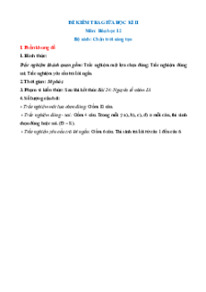 Bộ 6 đề thi giữa kì 2 Hóa học 12 Chân trời sáng tạo có đáp án