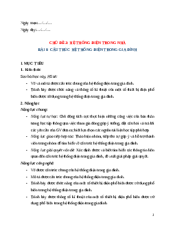 Giáo án Bài 8: Cấu trúc hệ thống điện trong gia đình (2024) Công nghệ Điện - Điện tử 12 Cánh diều