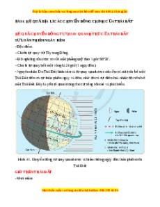 Lý thuyết Bài 4 Địa lí 10 Cánh diều: Hệ quả địa lí các chuyển động chính của Trái Đất
