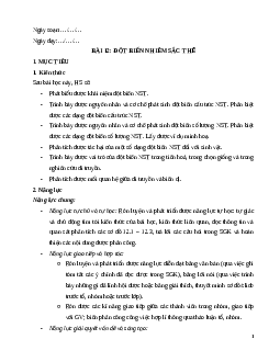 Giáo án Bài 12 Sinh học 12 Kết nối tri thức: Đột biến nhiễm sắc thể