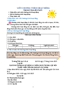 Chuyên đề Viết chương trình hoạt động lớp 5
