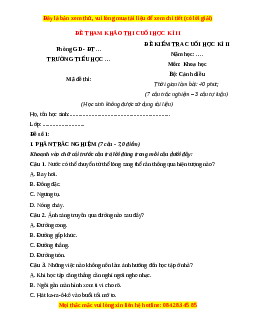 Đề thi cuối kì 2 Khoa học lớp 4 Cánh diều (Đề 1)