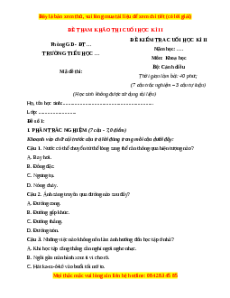 Đề thi cuối kì 2 Khoa học lớp 4 Cánh diều (Đề 1)