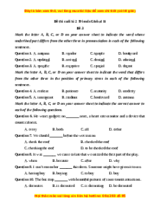 Đề thi cuối kì 2 Tiếng Anh 11 Friends global (Đề 3)