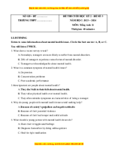 Đề thi cuối kì 2 Tiếng Anh 11 Global success (Đề 3 kèm file nghe)