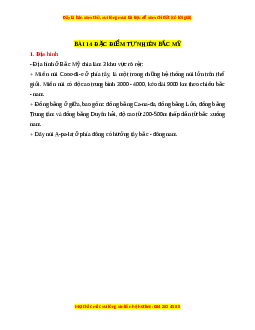 Lý thuyết Địa lý 7 Kết nối tri thức Bài 14:  Đặc điểm tự nhiên Bắc Mỹ