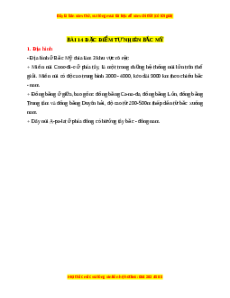 Lý thuyết Địa lý 7 Kết nối tri thức Bài 14:  Đặc điểm tự nhiên Bắc Mỹ